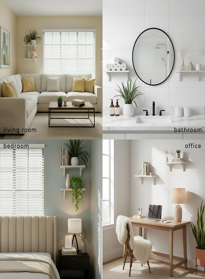 Willowy Real Wood White Wall Shelves for Bathroom - 17 inch (2 Pack) - Easy to Install, Template and Video Included - Long Wall Mounted Shelves for Office, Living Room, Bedroom, Kid's Room, and Kitchen - Image 3